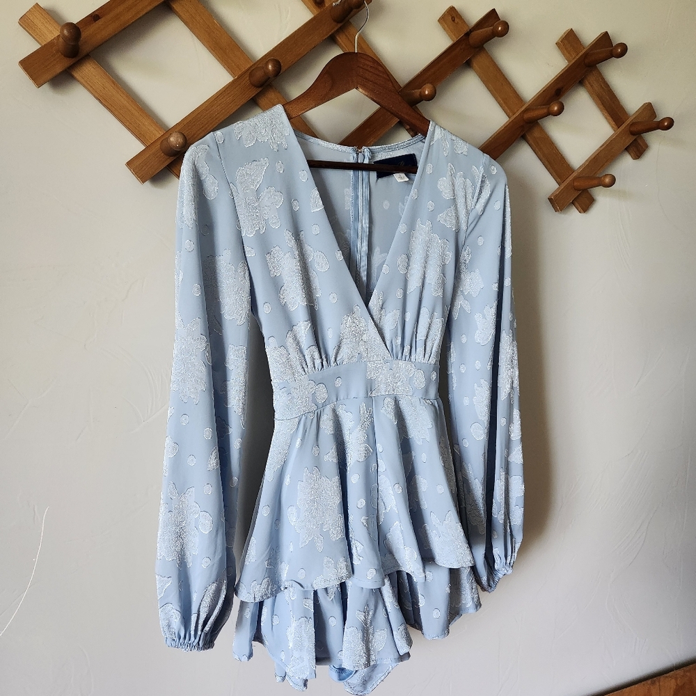 Francesca's Blue Floral Romper (Small)